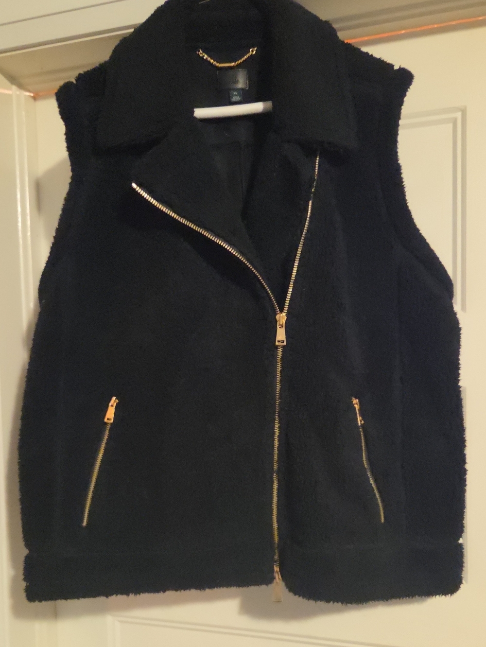 Black Faux Shearling Zip Vest - Women Jackets & Coats